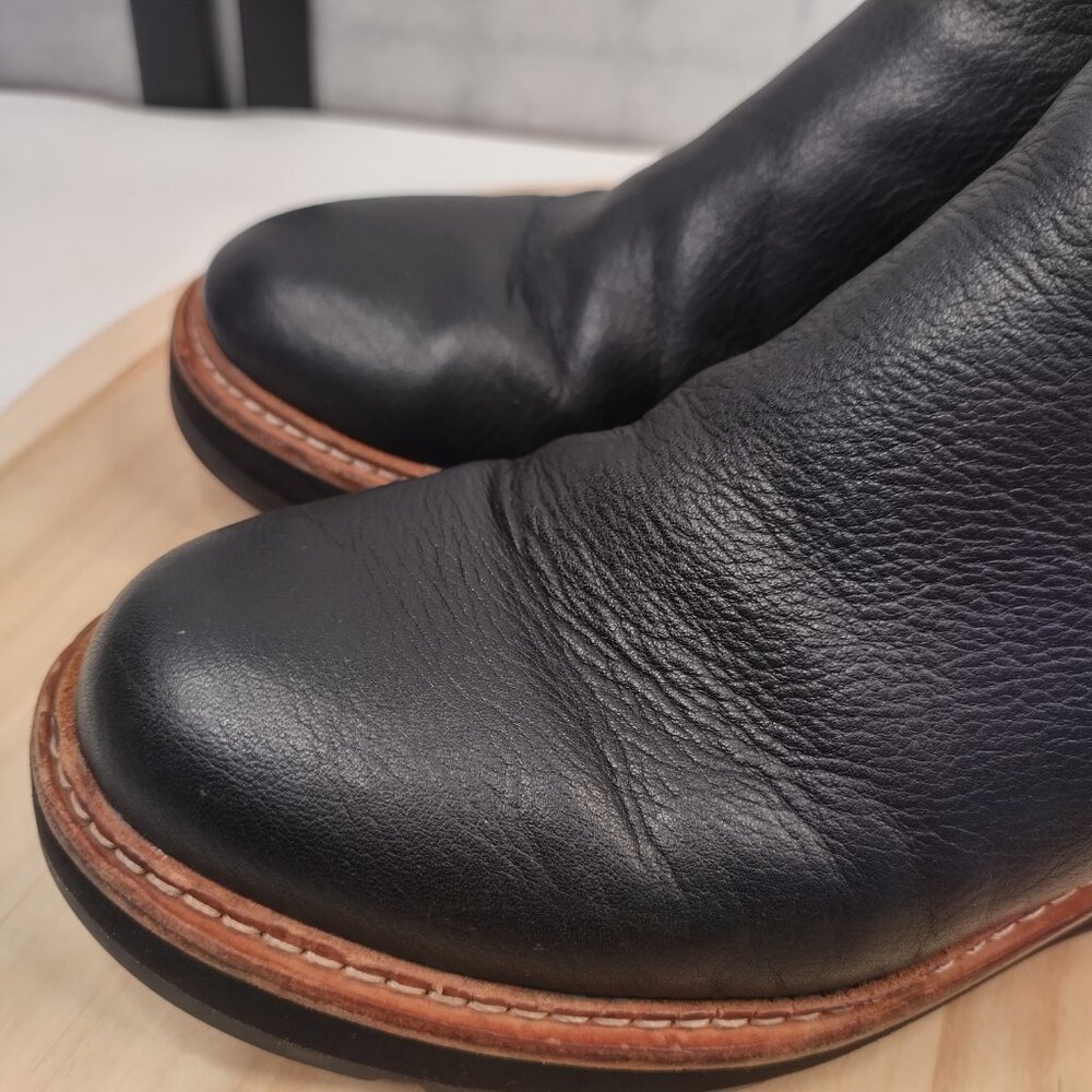 Eileen Fisher Chelsea Wedge Black Leather Ankle Bootie Women US 7 - Picture 5 of 12